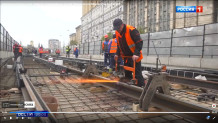 Сварка трамвайных путей в г. Москва. Репортаж